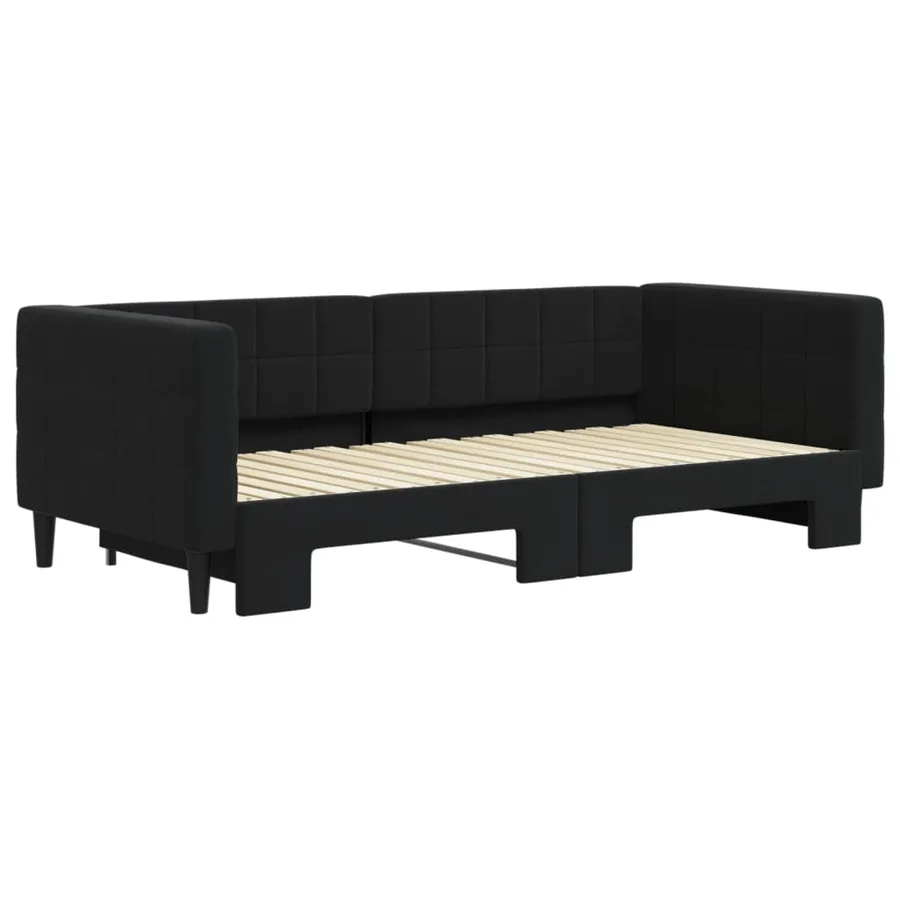 Lit de jour avec lit gigogne noir 90x190 cm velours - 3