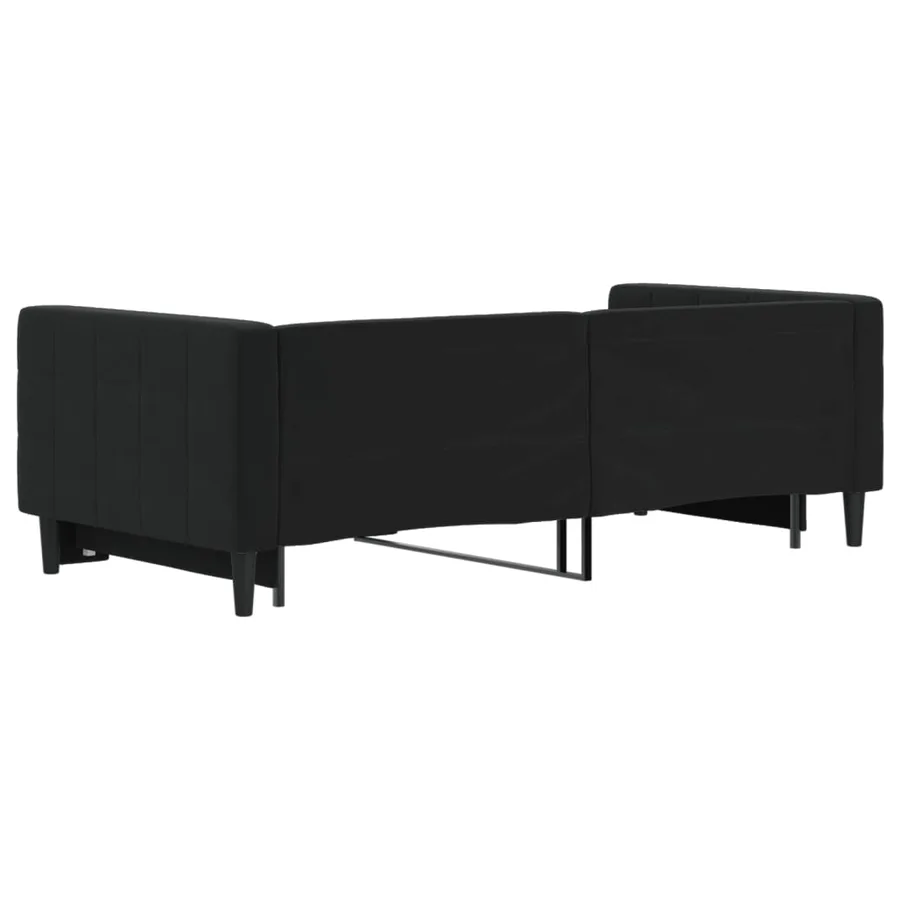 Lit de jour avec lit gigogne noir 90x190 cm velours - 5