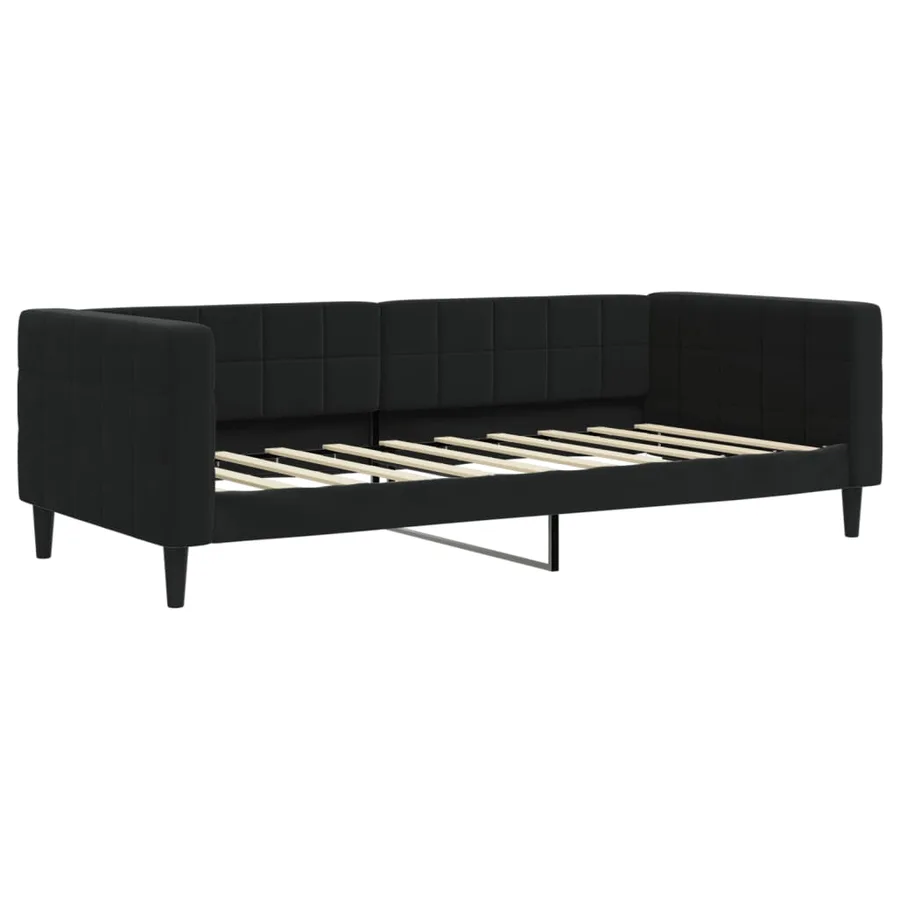 Lit de jour avec lit gigogne noir 90x190 cm velours - 8