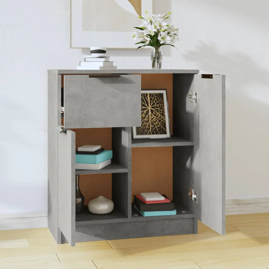 Buffet Gris béton 60x30x70 cm Bois d'ingénierie - 3