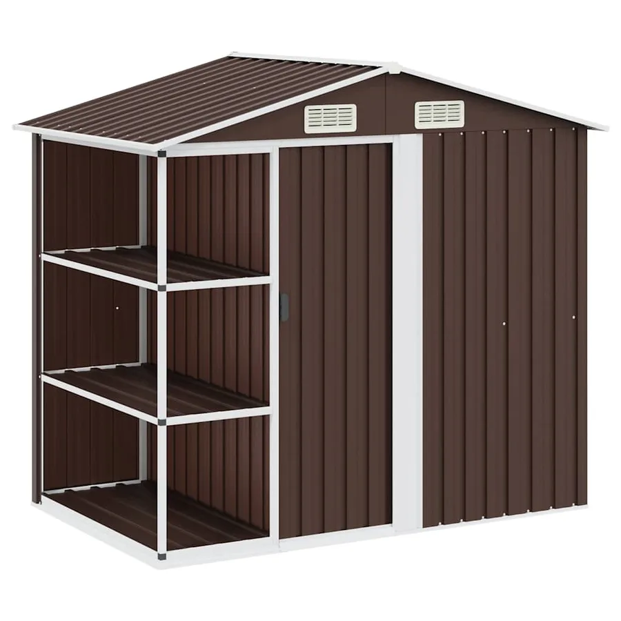 Abri de jardin avec étagère Marron 205x130x183 cm Fer - 2