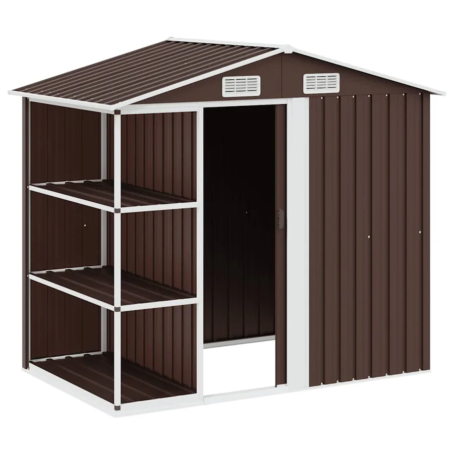 Abri de jardin avec étagère Marron 205x130x183 cm Fer - 3