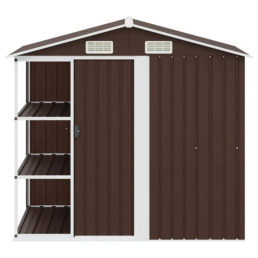 Abri de jardin avec étagère Marron 205x130x183 cm Fer - 4