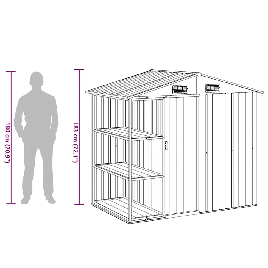 Abri de jardin avec étagère Marron 205x130x183 cm Fer - 9