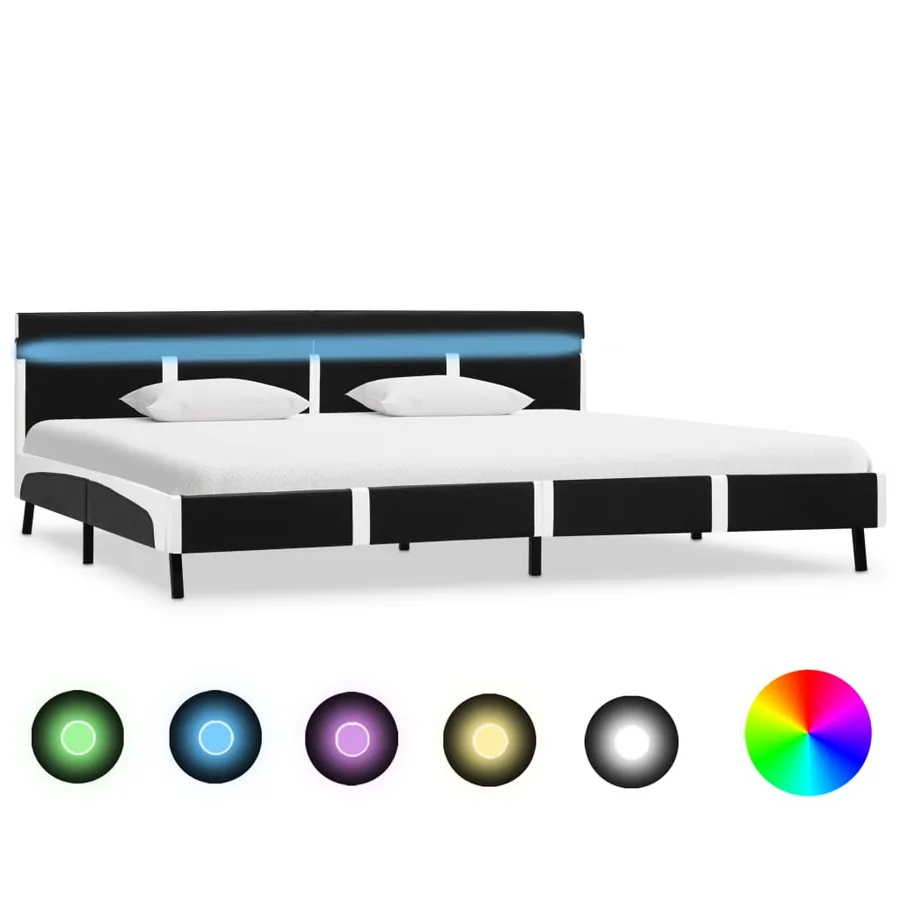 Cadre de lit avec LED sans matelas noir 180x200 cm