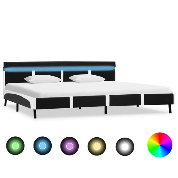 Cadre de lit avec LED sans matelas noir 180x200 cm
