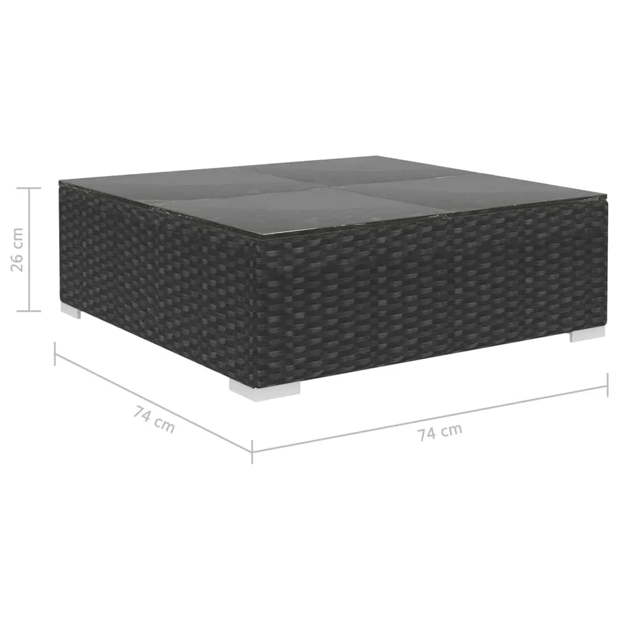 Salon de jardin 4 pcs avec coussins Résine tressée Noir - 11