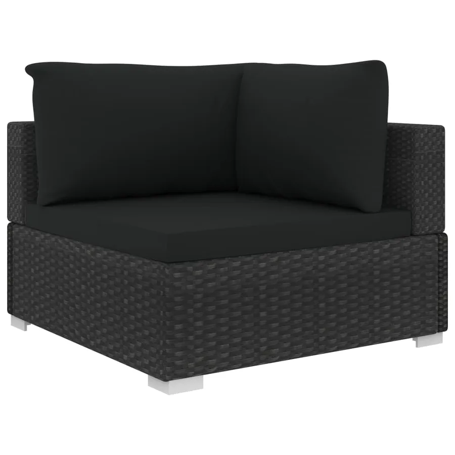 Salon de jardin 4 pcs avec coussins Résine tressée Noir - 4