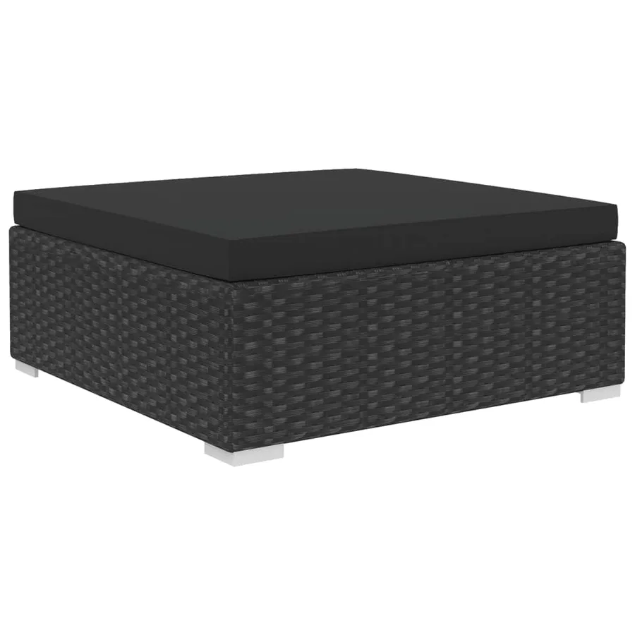 Salon de jardin 4 pcs avec coussins Résine tressée Noir - 6