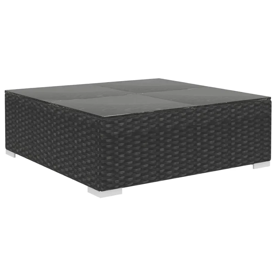 Salon de jardin 4 pcs avec coussins Résine tressée Noir - 7