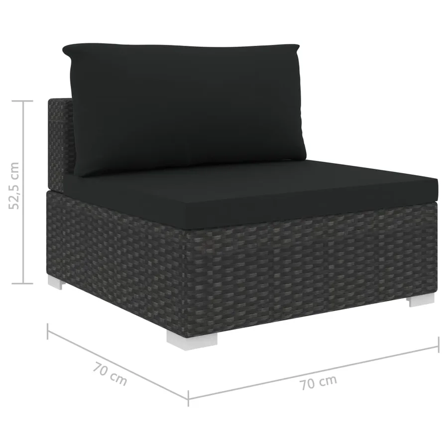 Salon de jardin 4 pcs avec coussins Résine tressée Noir - 9