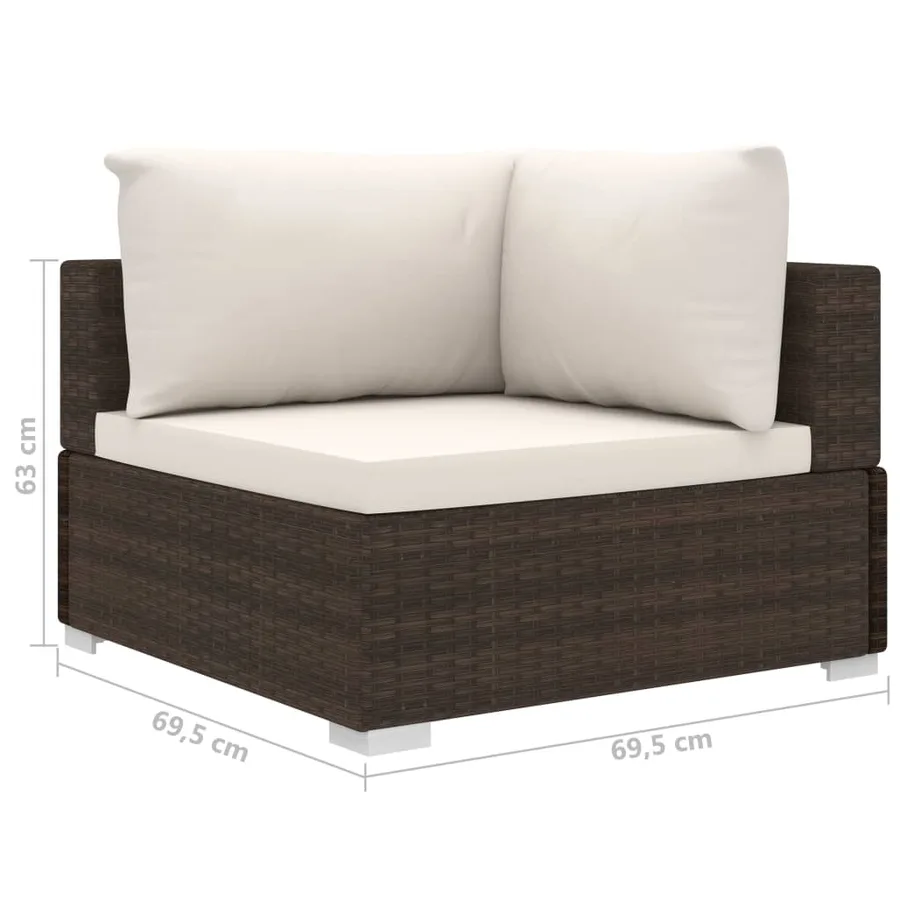 Salon de jardin 10 pcs avec coussins résine tressée marron - 10