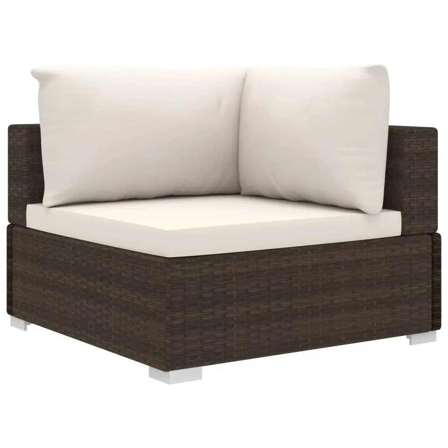 Salon de jardin 10 pcs avec coussins résine tressée marron - 4