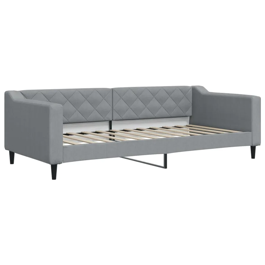 Lit de jour avec gigogne et matelas gris clair 90x200 cm tissu - 4