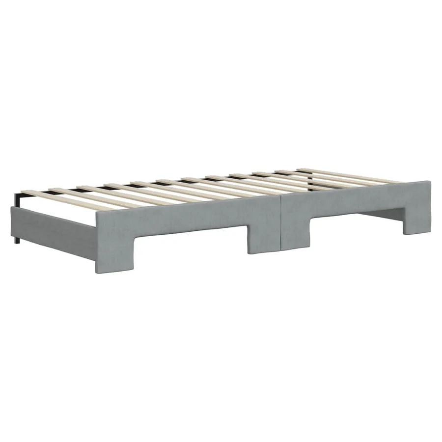 Lit de jour avec gigogne et matelas gris clair 90x200 cm tissu - 5