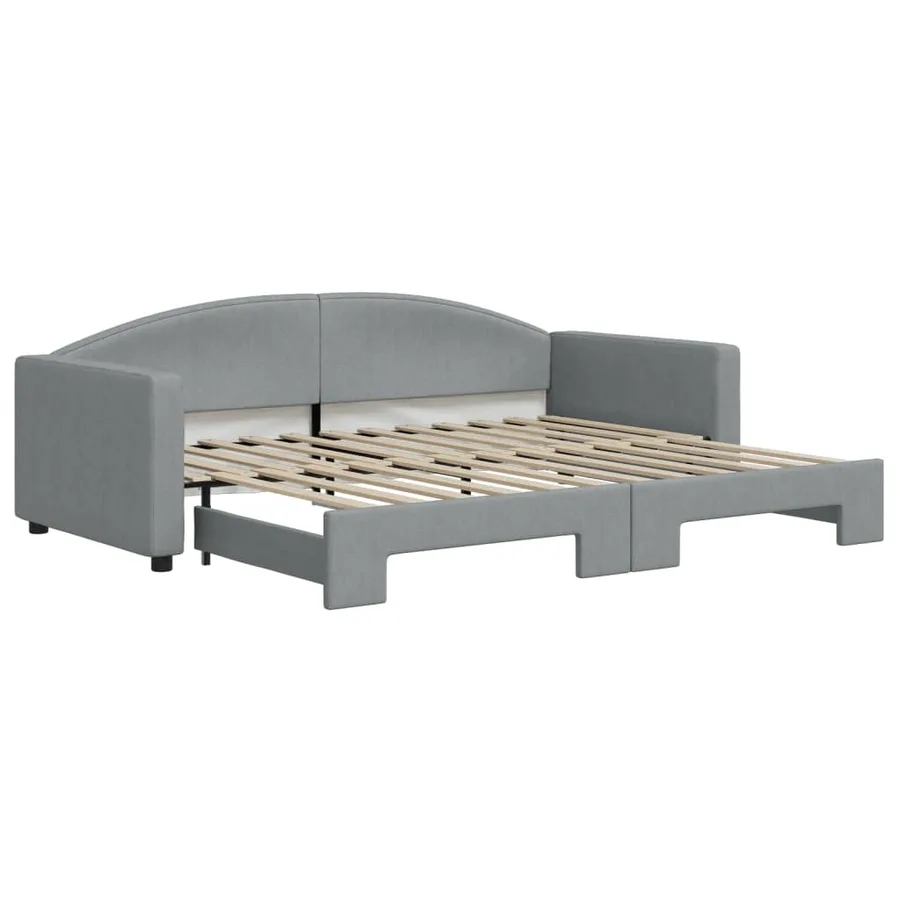 Lit de jour avec gigogne sans matelas gris clair 90x200 cm - 2