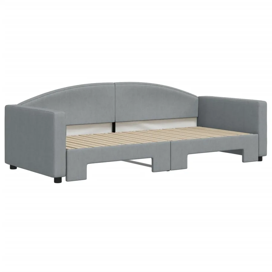 Lit de jour avec gigogne sans matelas gris clair 90x200 cm - 3