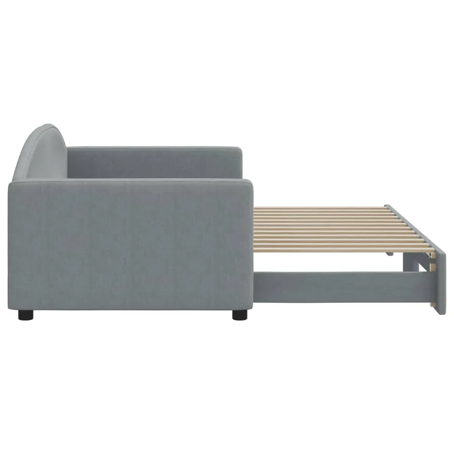 Lit de jour avec gigogne sans matelas gris clair 90x200 cm - 4