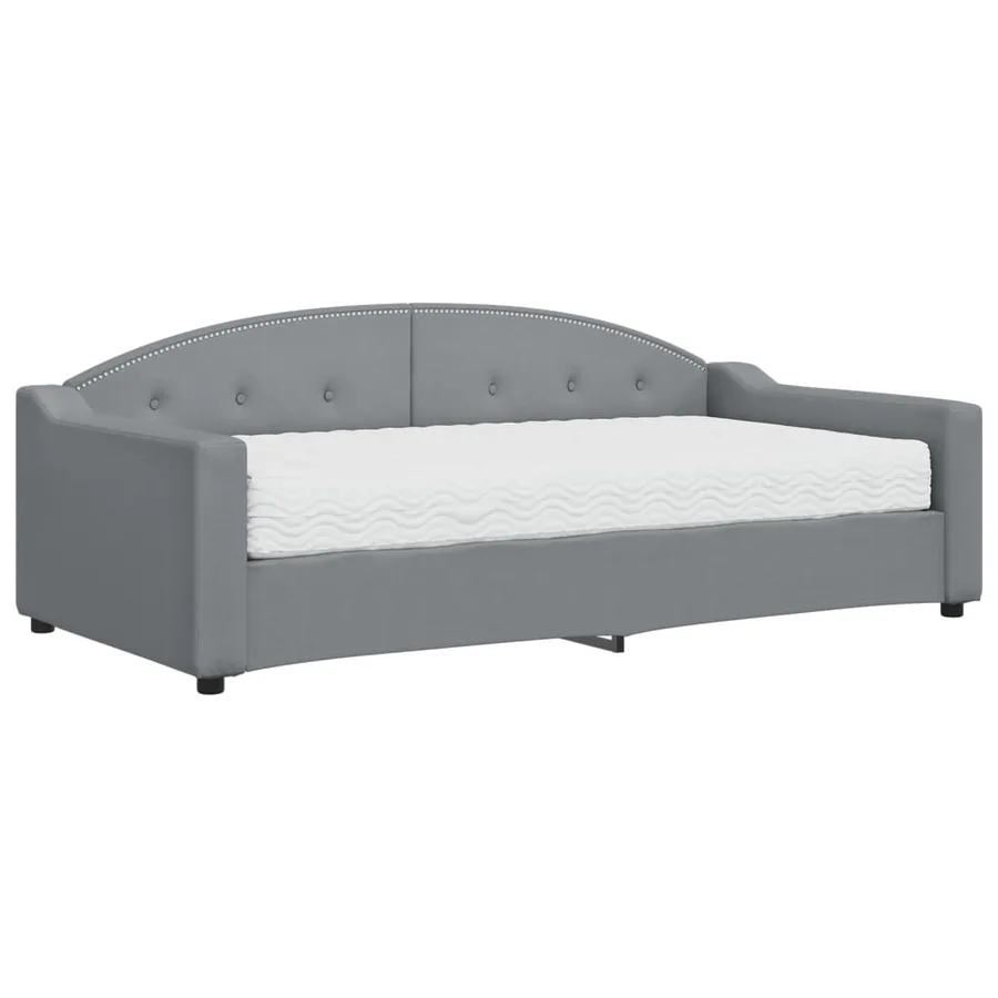 Lit de jour avec matelas gris clair 90x190 cm tissu - 2