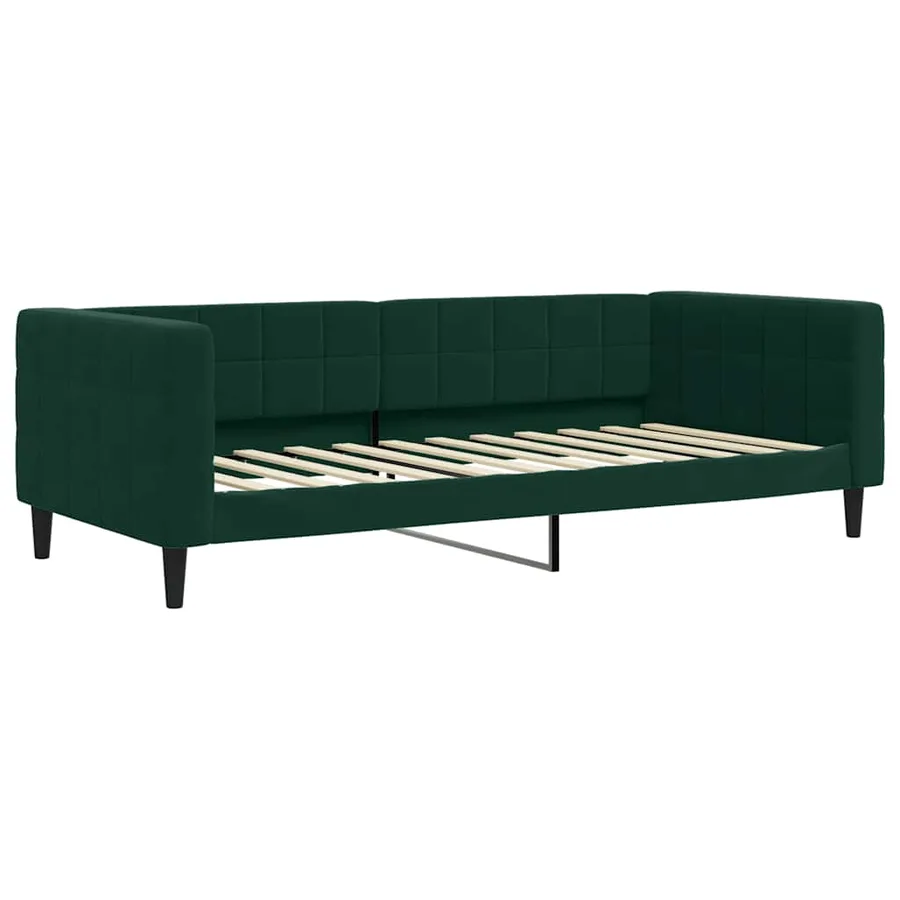 Lit de jour avec matelas vert foncé 90x200 cm velours - 3