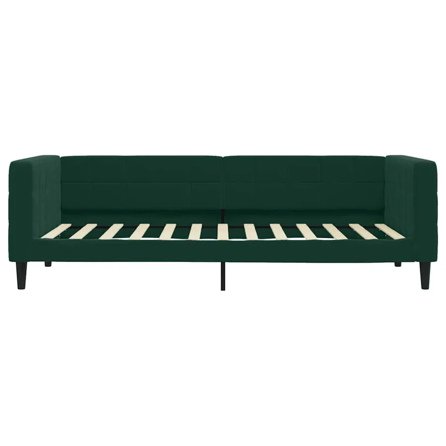 Lit de jour avec matelas vert foncé 90x200 cm velours - 4