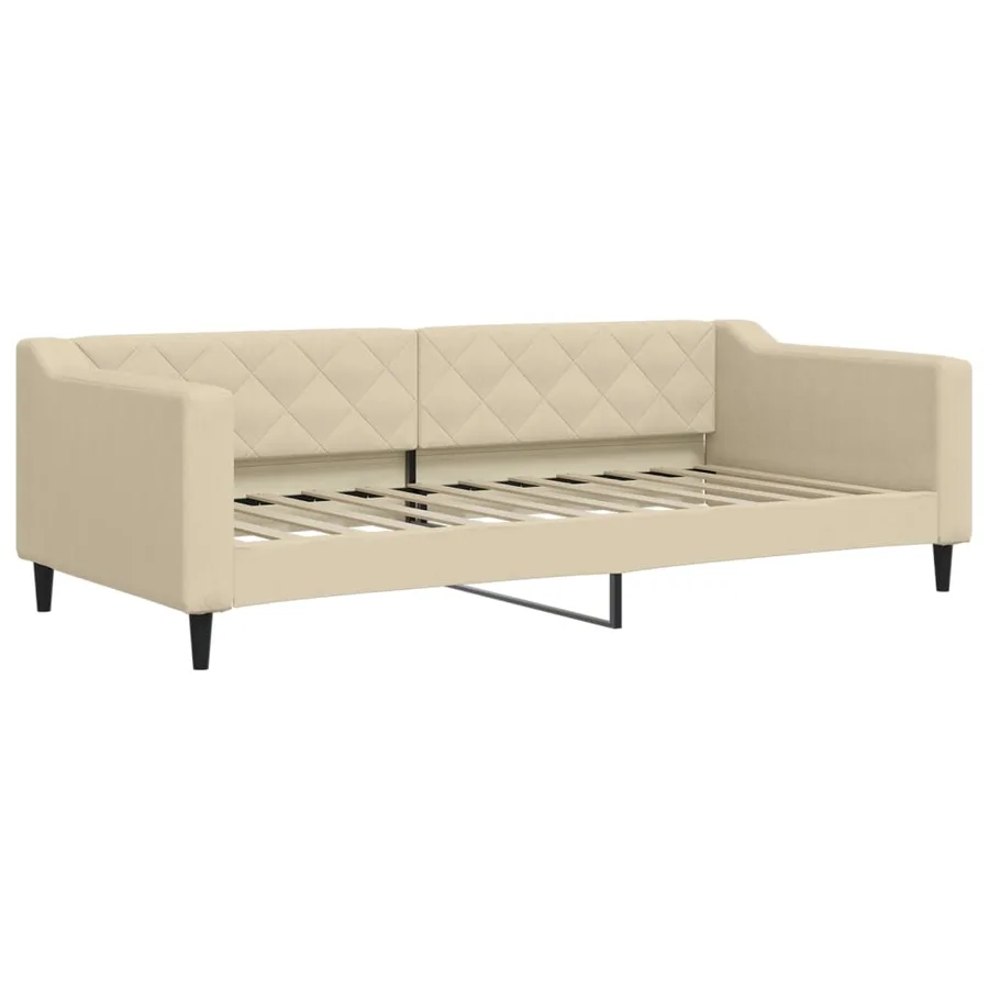 Lit de jour avec matelas crème 90x200 cm tissu - 3