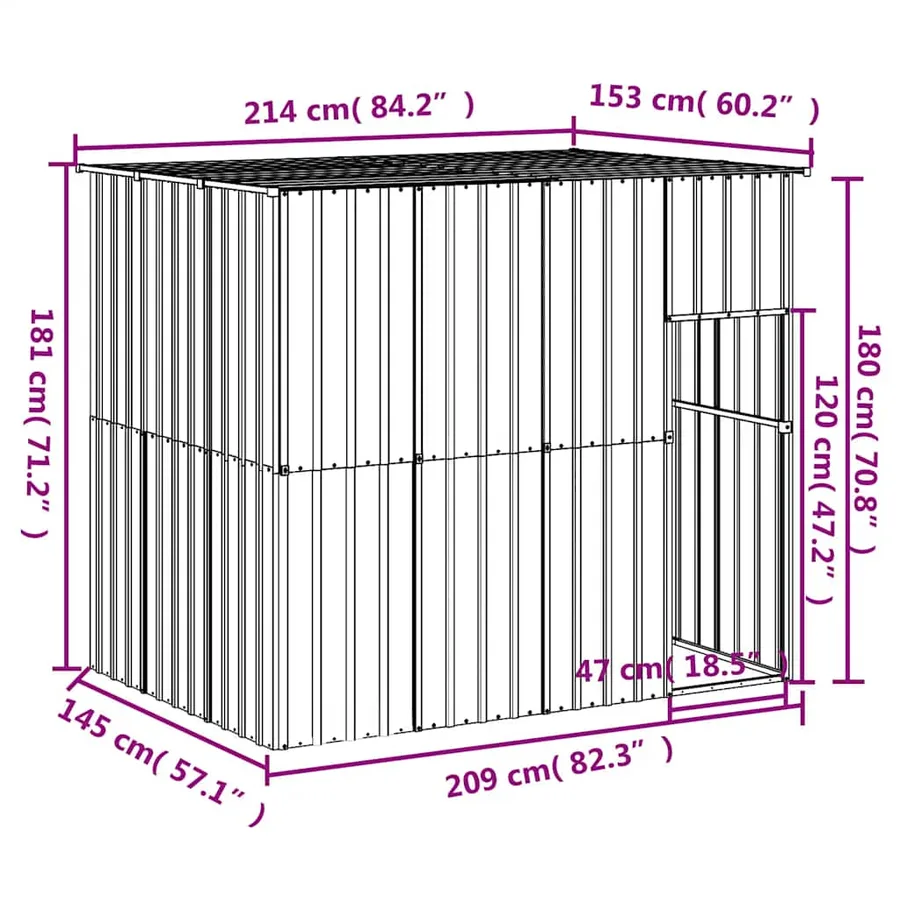 Niche pour chien avec toit anthracite acier galvanisé - 5