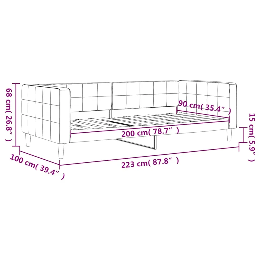 Lit de repos sans matelas bleu 90x200 cm velours - 8