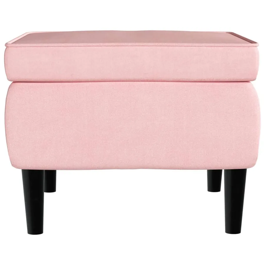 Fauteuil à oreilles avec tabouret rose velours - 9