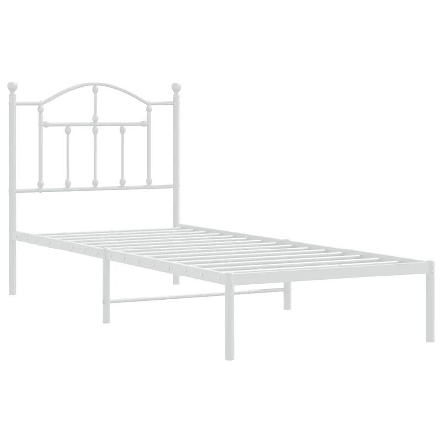 Cadre de lit métal sans matelas avec tête de lit blanc 90x200cm - 3