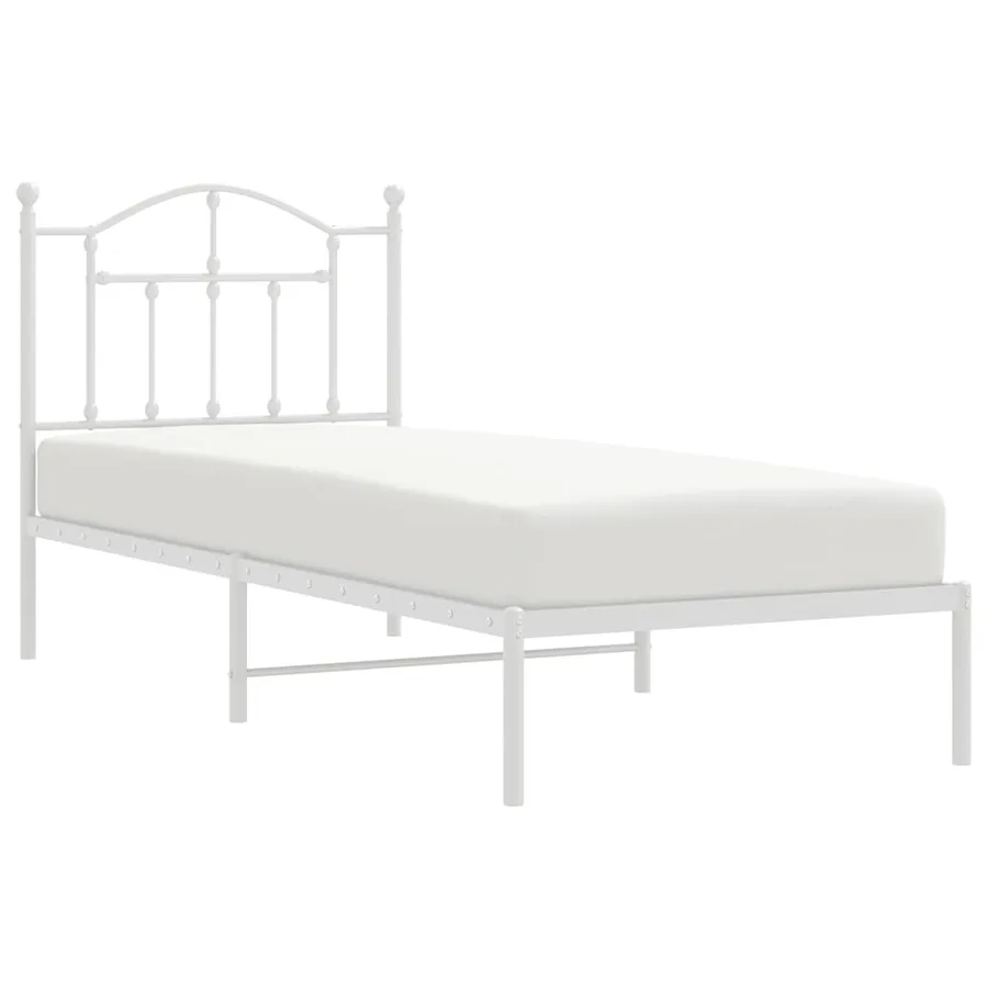 Cadre de lit métal sans matelas avec tête de lit blanc 90x200cm - 4