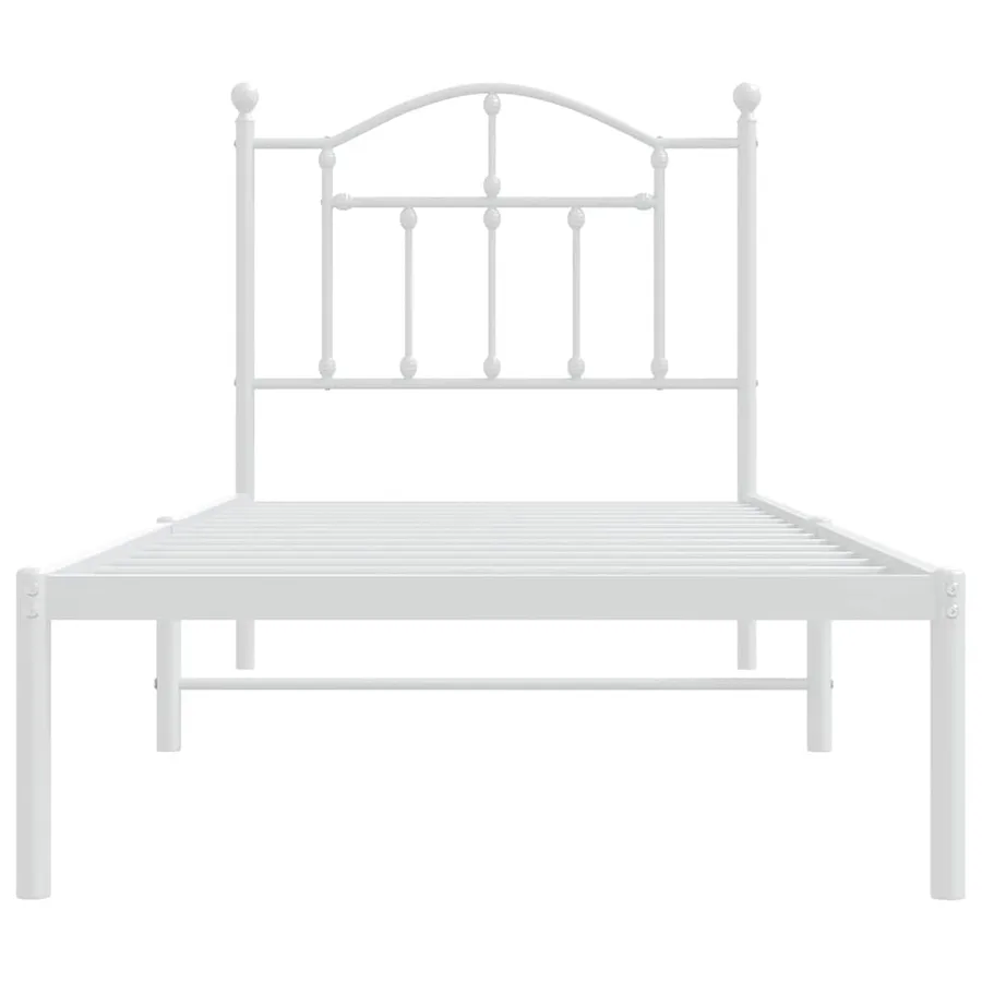 Cadre de lit métal sans matelas avec tête de lit blanc 90x200cm - 5