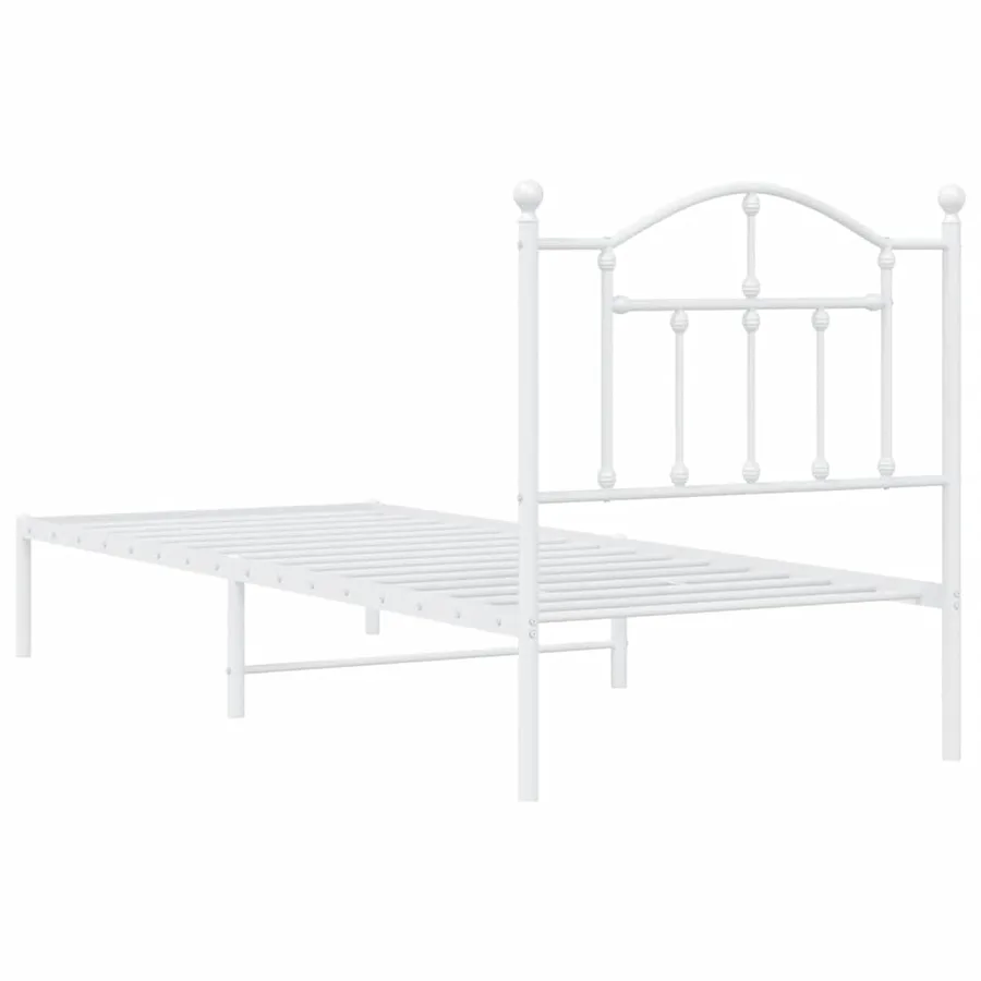 Cadre de lit métal sans matelas avec tête de lit blanc 90x200cm - 7