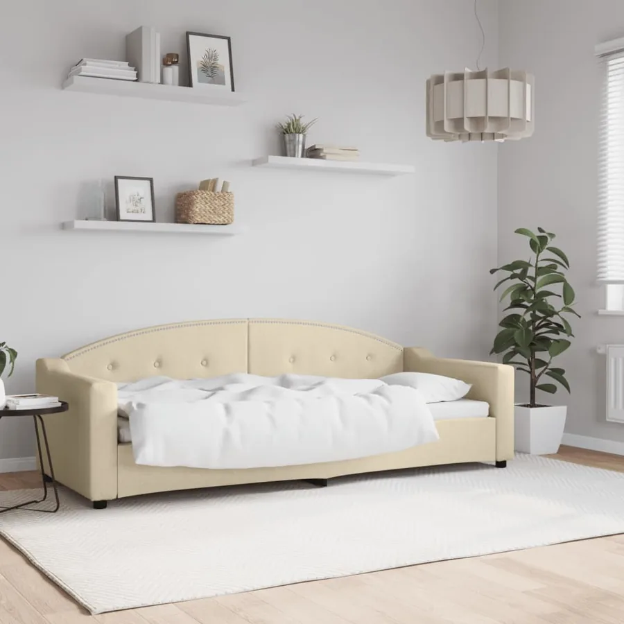 Lit de repos sans matelas crème 80x200 cm tissu