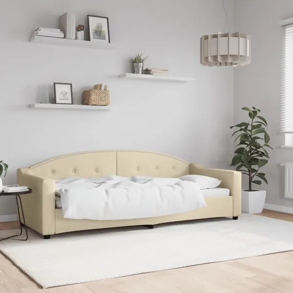 Lit de repos sans matelas crème 80x200 cm tissu