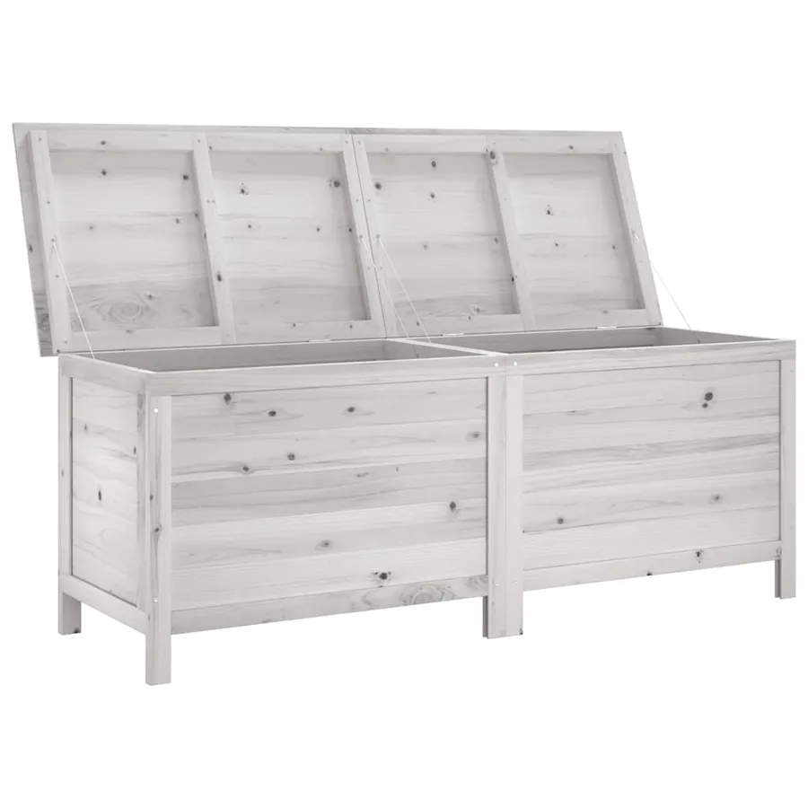 Boîte de rangement jardin blanc 150x50x56,5cm bois massif sapin - 3