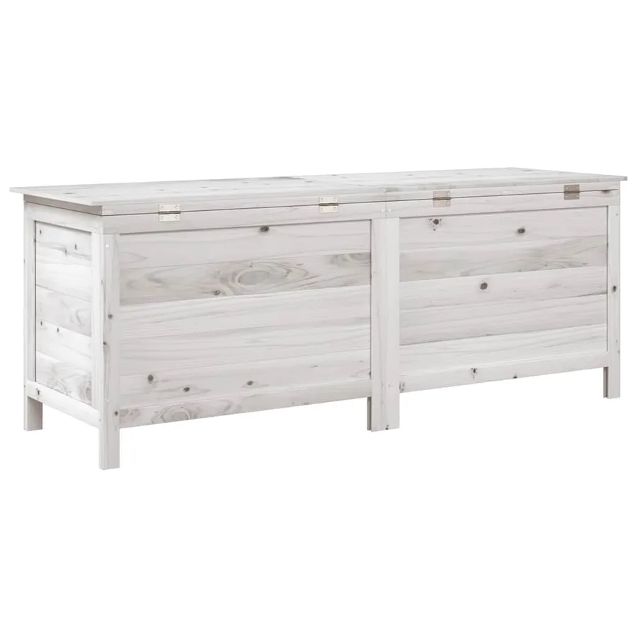 Boîte de rangement jardin blanc 150x50x56,5cm bois massif sapin - 6