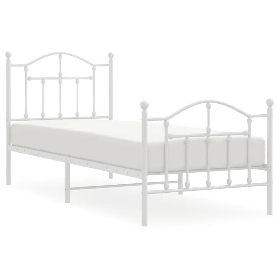 Cadre de lit métal sans matelas avec pied de lit blanc 80x200cm - 2