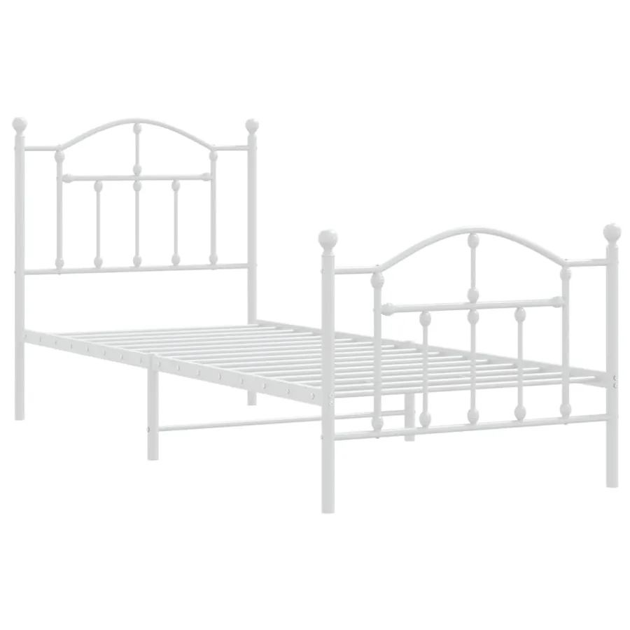 Cadre de lit métal sans matelas avec pied de lit blanc 80x200cm - 3