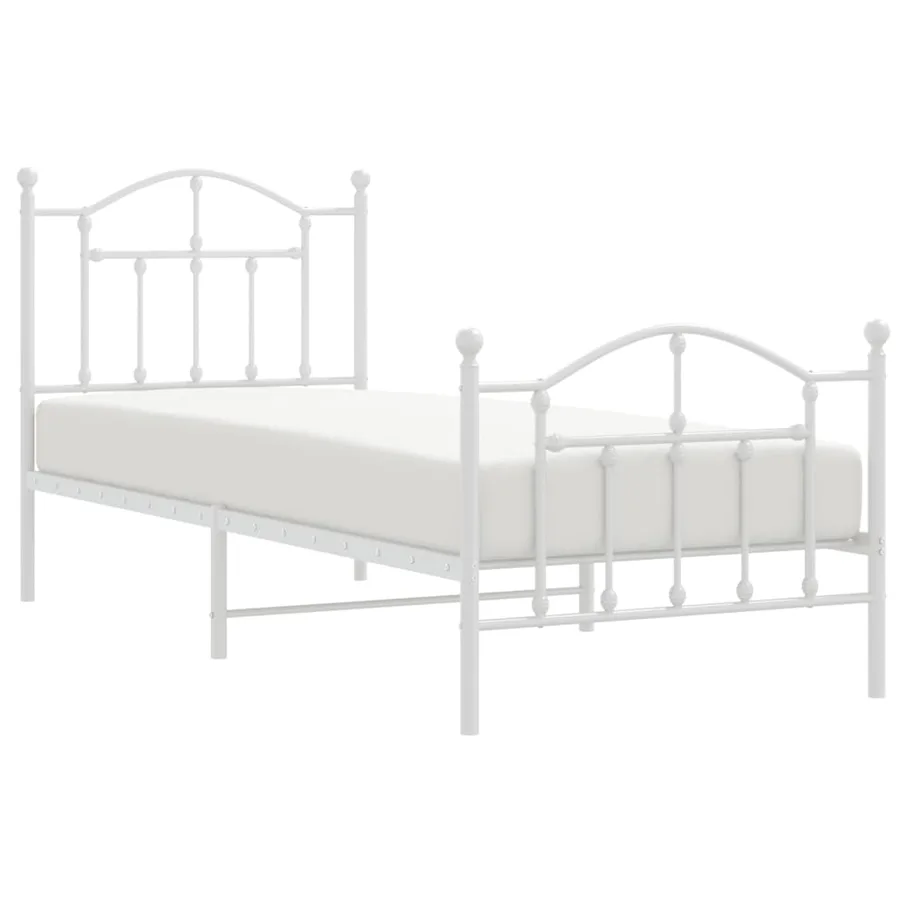 Cadre de lit métal sans matelas avec pied de lit blanc 80x200cm - 4