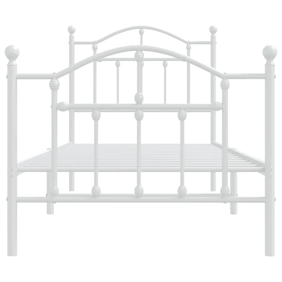 Cadre de lit métal sans matelas avec pied de lit blanc 80x200cm - 5
