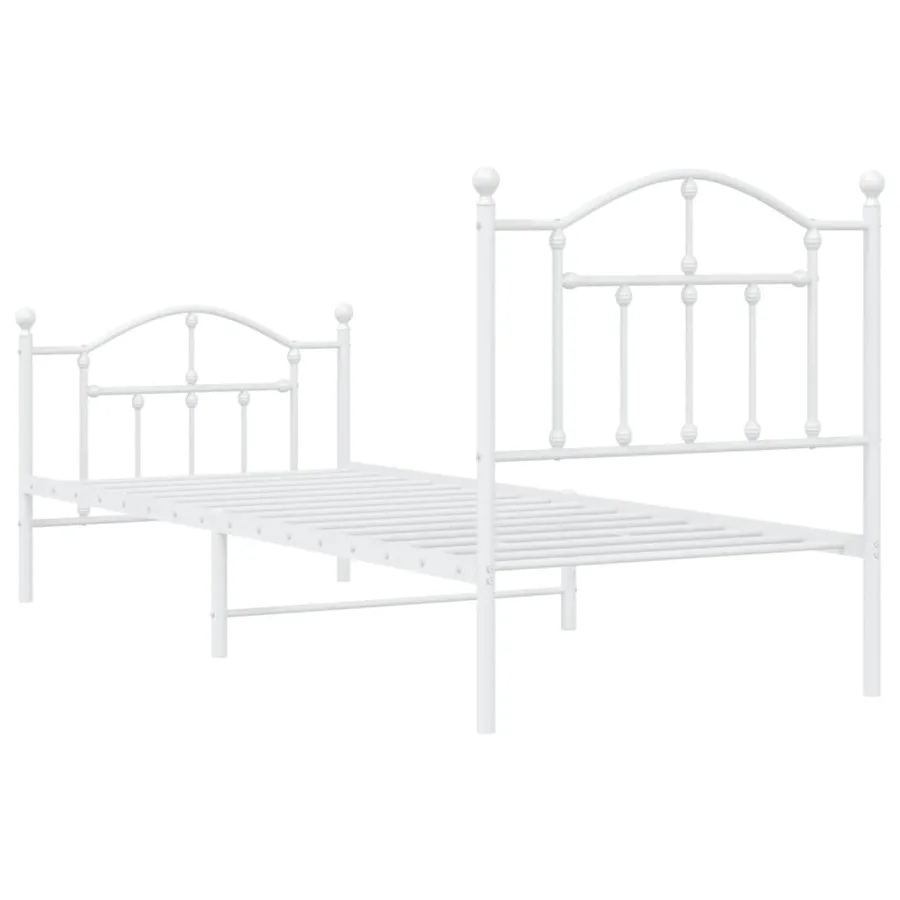 Cadre de lit métal sans matelas avec pied de lit blanc 80x200cm - 7