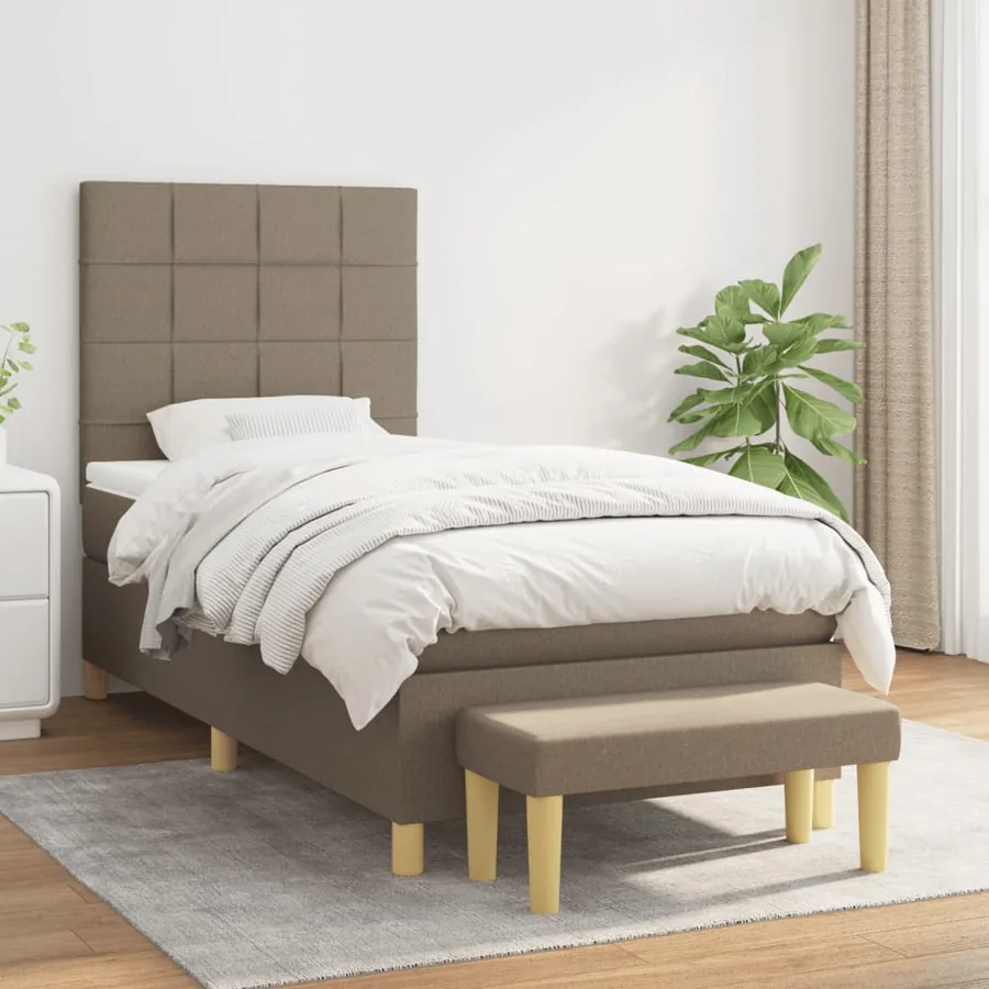 Sommier à lattes de lit avec matelas Taupe 80x200 cm Tissu