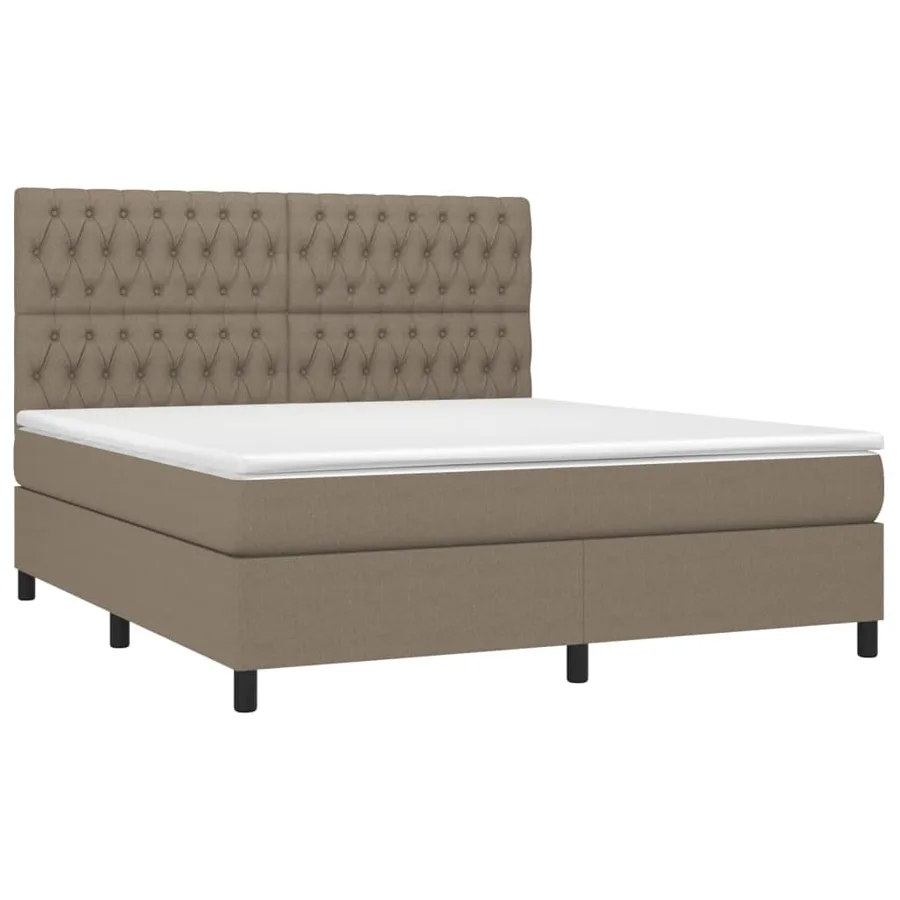 Sommier à lattes de lit et matelas et LED Taupe 180x200cm Tissu - 3