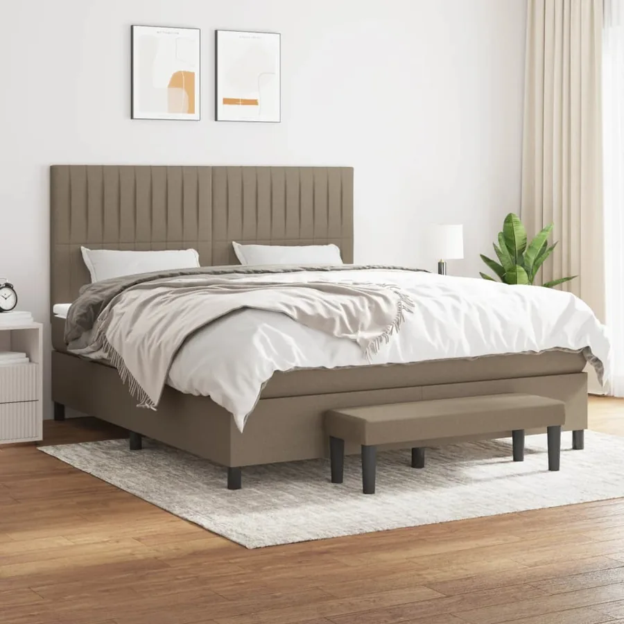 Sommier à lattes de lit avec matelas Taupe 180x200 cm Tissu