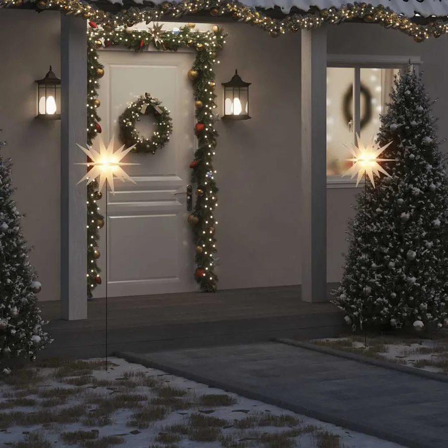 Lumière de Noël avec piquet LED pliable blanc 57 cm