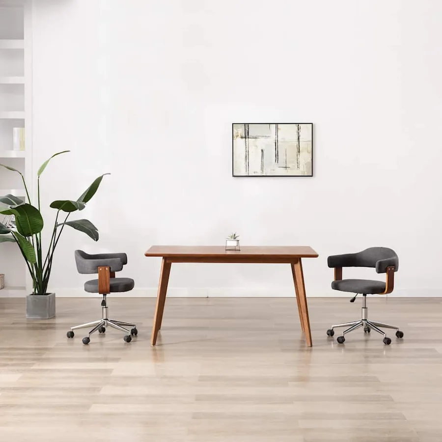 Chaises pivotantes à manger lot de 2 gris bois courbé et tissu