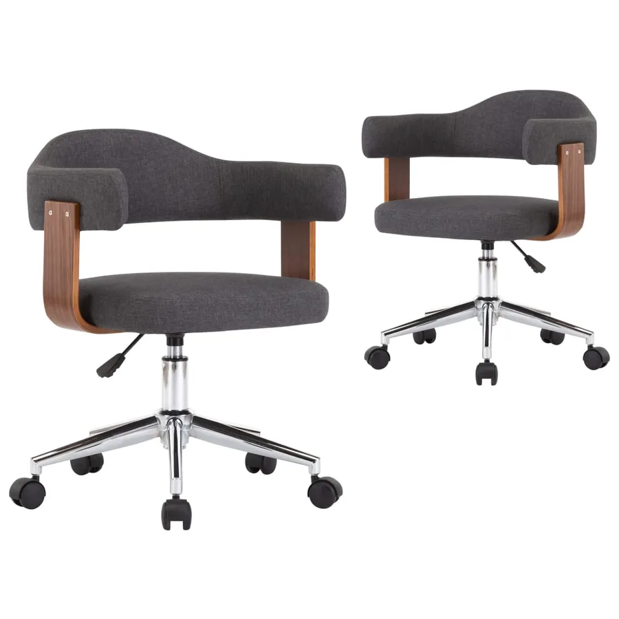Chaises pivotantes à manger lot de 2 gris bois courbé et tissu - 2
