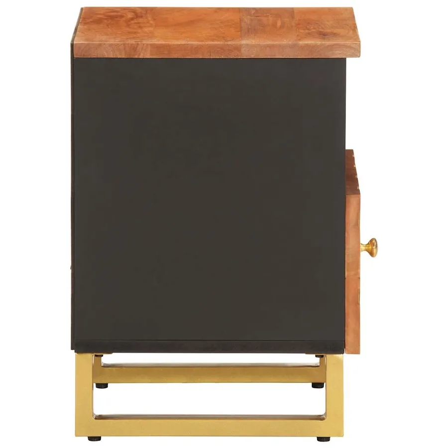Tables de chevet 2 pcs marron et noir bois de manguier solide - 5