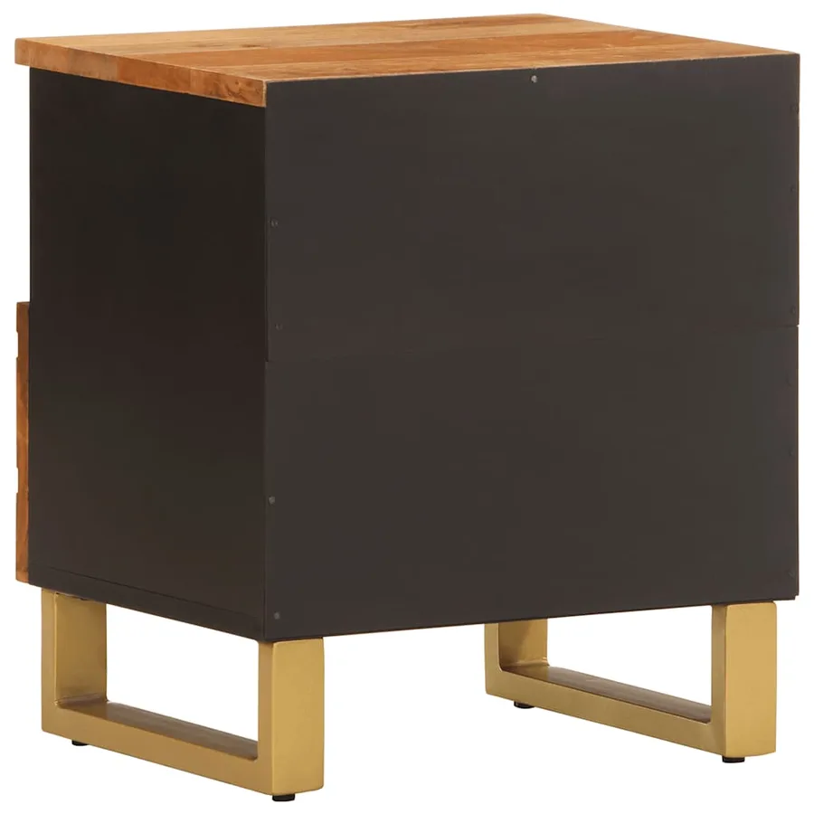Tables de chevet 2 pcs marron et noir bois de manguier solide - 6